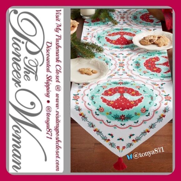 🦋 New Pioneer Woman Mazie Bird Fabric Table Runner, Multicolor, 14"x80" - Picture 1 of 6